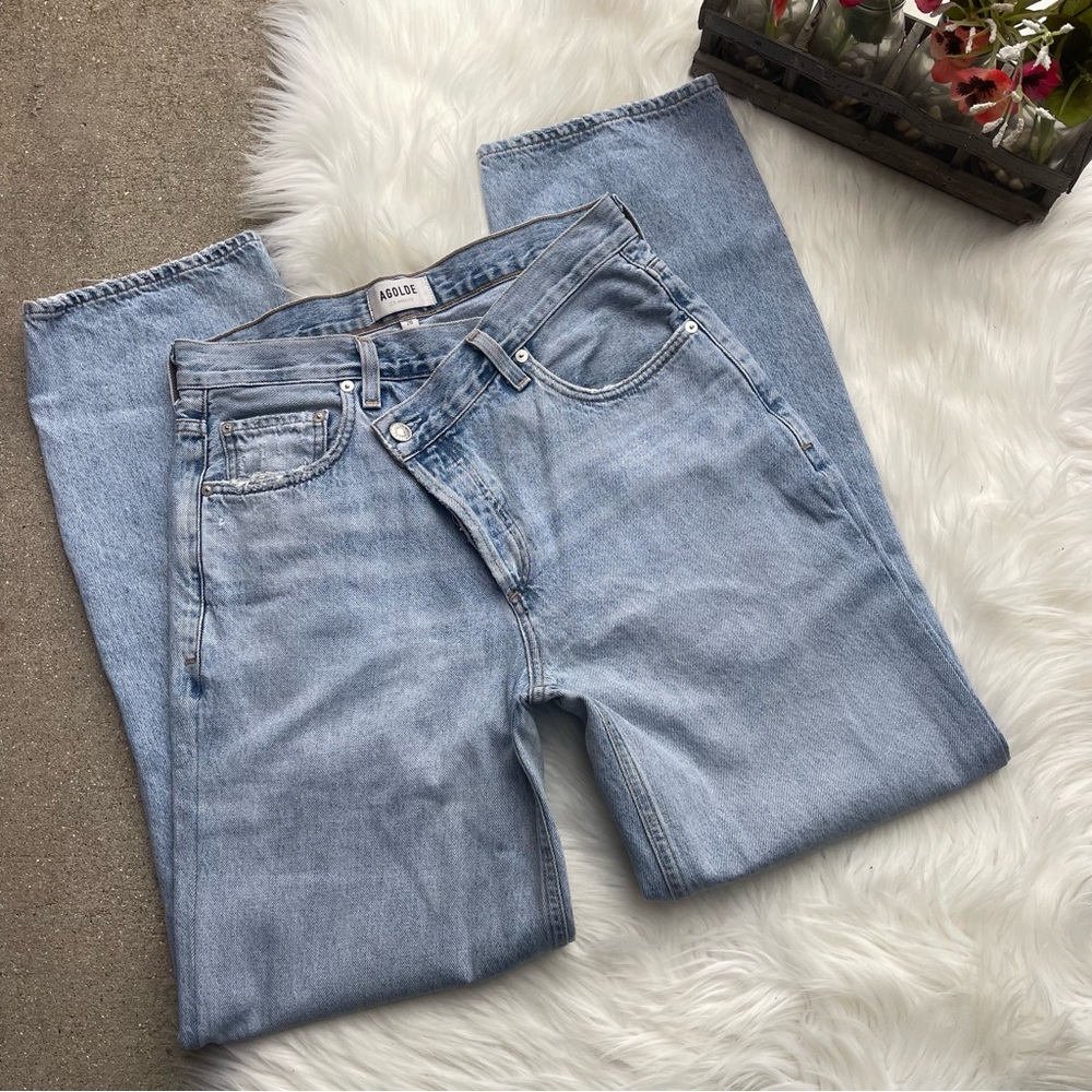 Agolde High Rise Jeans Size 26 Criss Cross Jean Asymmetrical Crossover Waistband